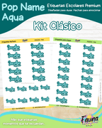 Pop Name – Aqua 💧 - Etiquetas Escolares Premium Personalizadas