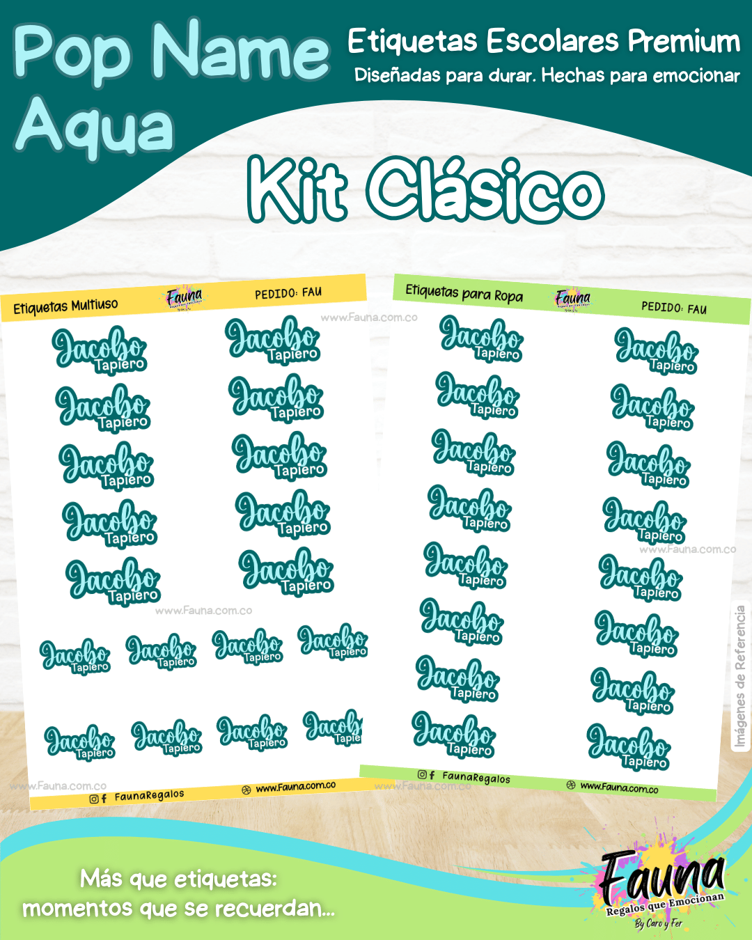 Pop Name – Aqua 💧 - Etiquetas Escolares Premium Personalizadas