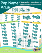 Pop Name – Aqua 💧 - Etiquetas Escolares Premium Personalizadas