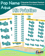 Pop Name – Aqua 💧 - Etiquetas Escolares Premium Personalizadas