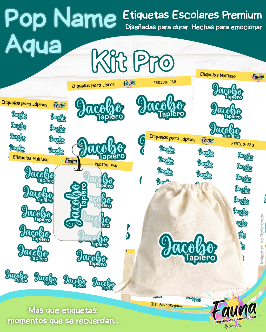 Pop Name – Aqua 💧 - Etiquetas Escolares Premium Personalizadas