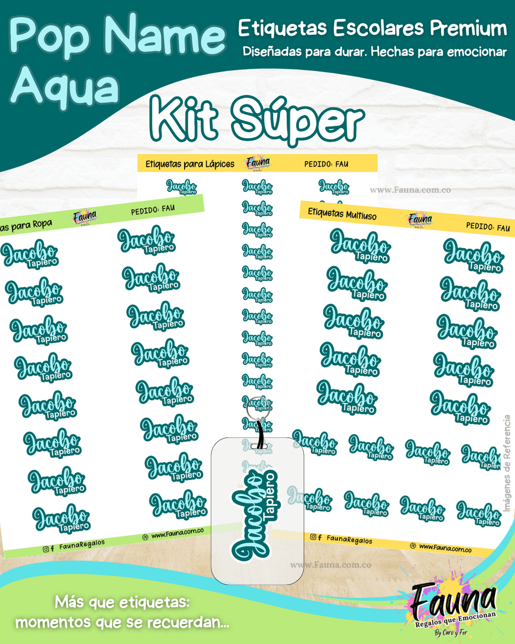 Pop Name – Aqua 💧 - Etiquetas Escolares Premium Personalizadas