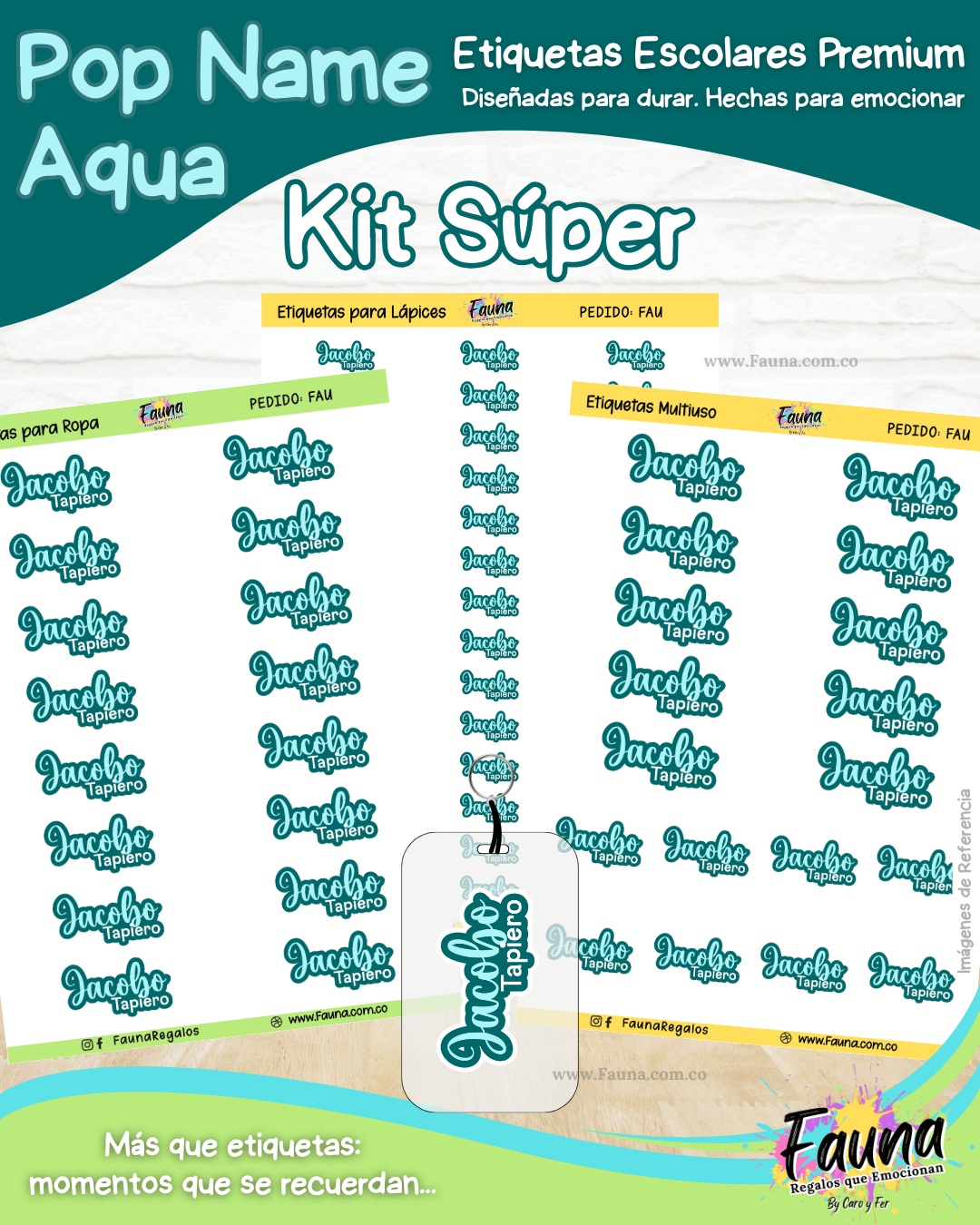 Pop Name – Aqua 💧 - Etiquetas Escolares Premium Personalizadas