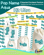 Pop Name – Aqua 💧 - Etiquetas Escolares Premium Personalizadas