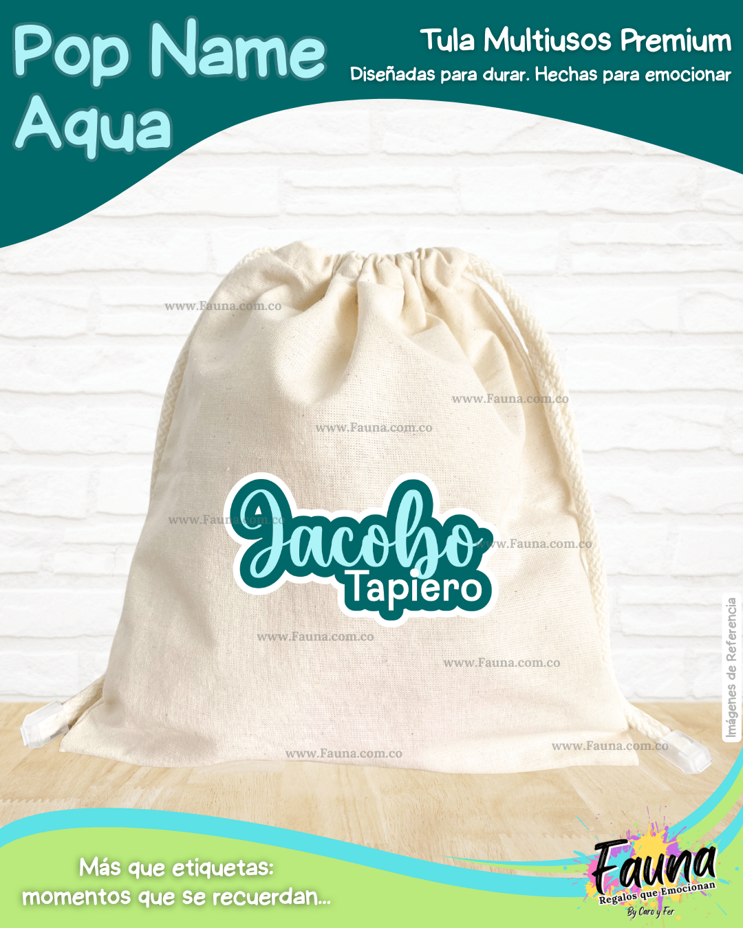 Pop Name – Aqua 💧 - Tula personalizada – multiusos con nombre
