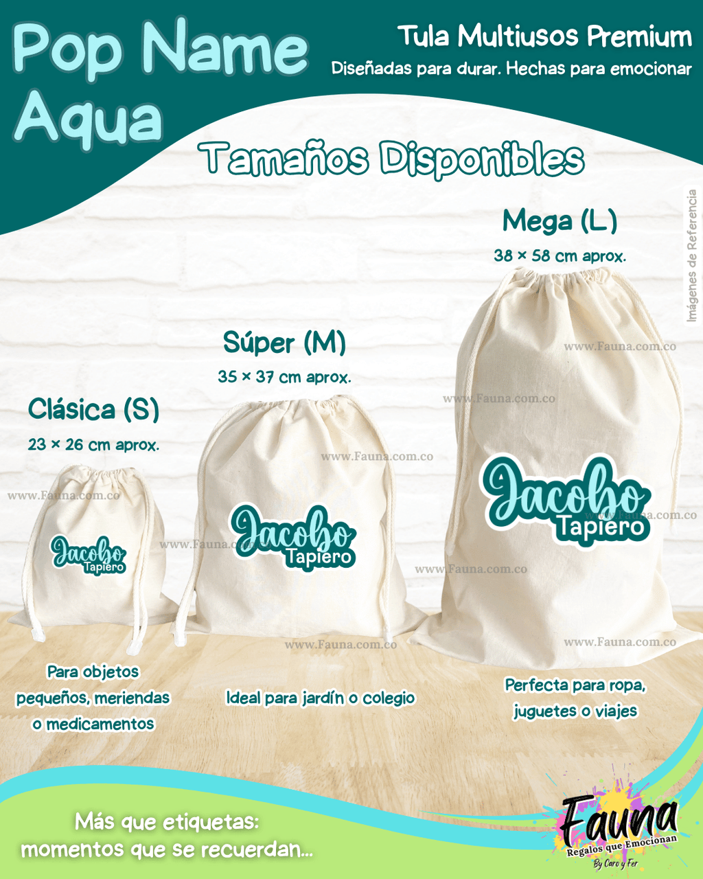 Pop Name – Aqua 💧 - Tula personalizada – multiusos con nombre