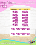 Pop Name – Pink 💖 - Etiquetas Escolares Premium Personalizadas