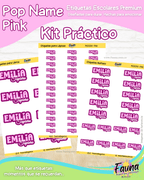 Pop Name – Pink 💖 - Etiquetas Escolares Premium Personalizadas