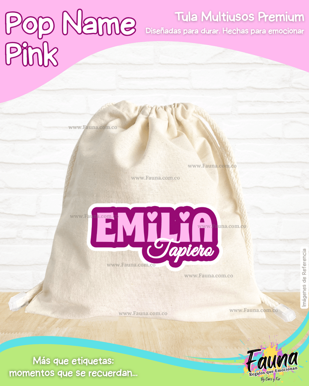 Pop Name – Pink 💖 - Tula personalizada – multiusos con nombre