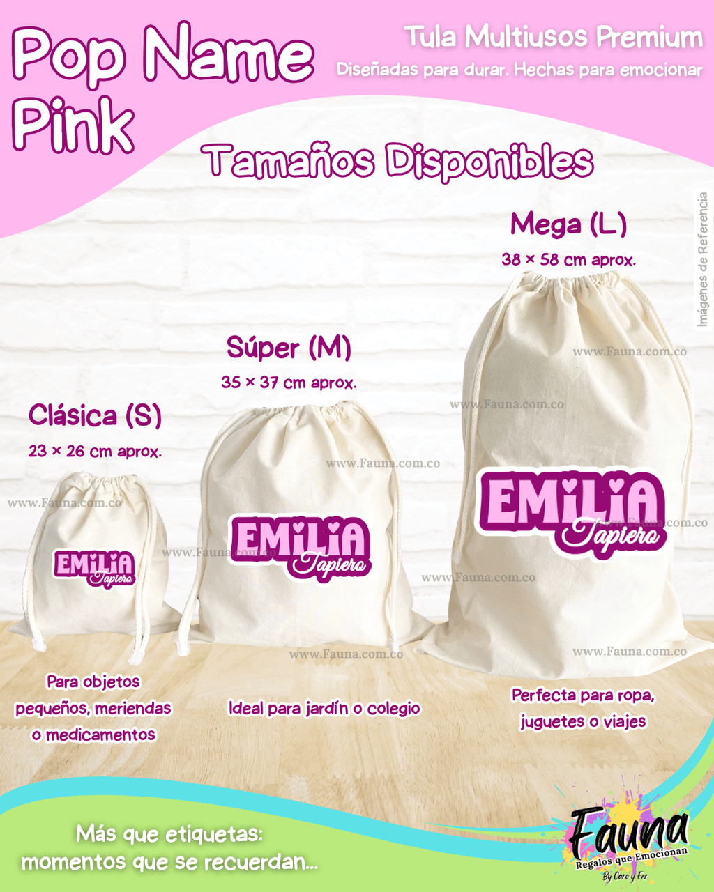 Pop Name – Pink 💖 - Tula personalizada – multiusos con nombre