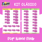 Pop Name – Pink 💖 - Etiquetas Escolares Premium Personalizadas