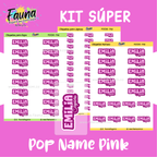 Pop Name – Pink 💖 - Etiquetas Escolares Premium Personalizadas