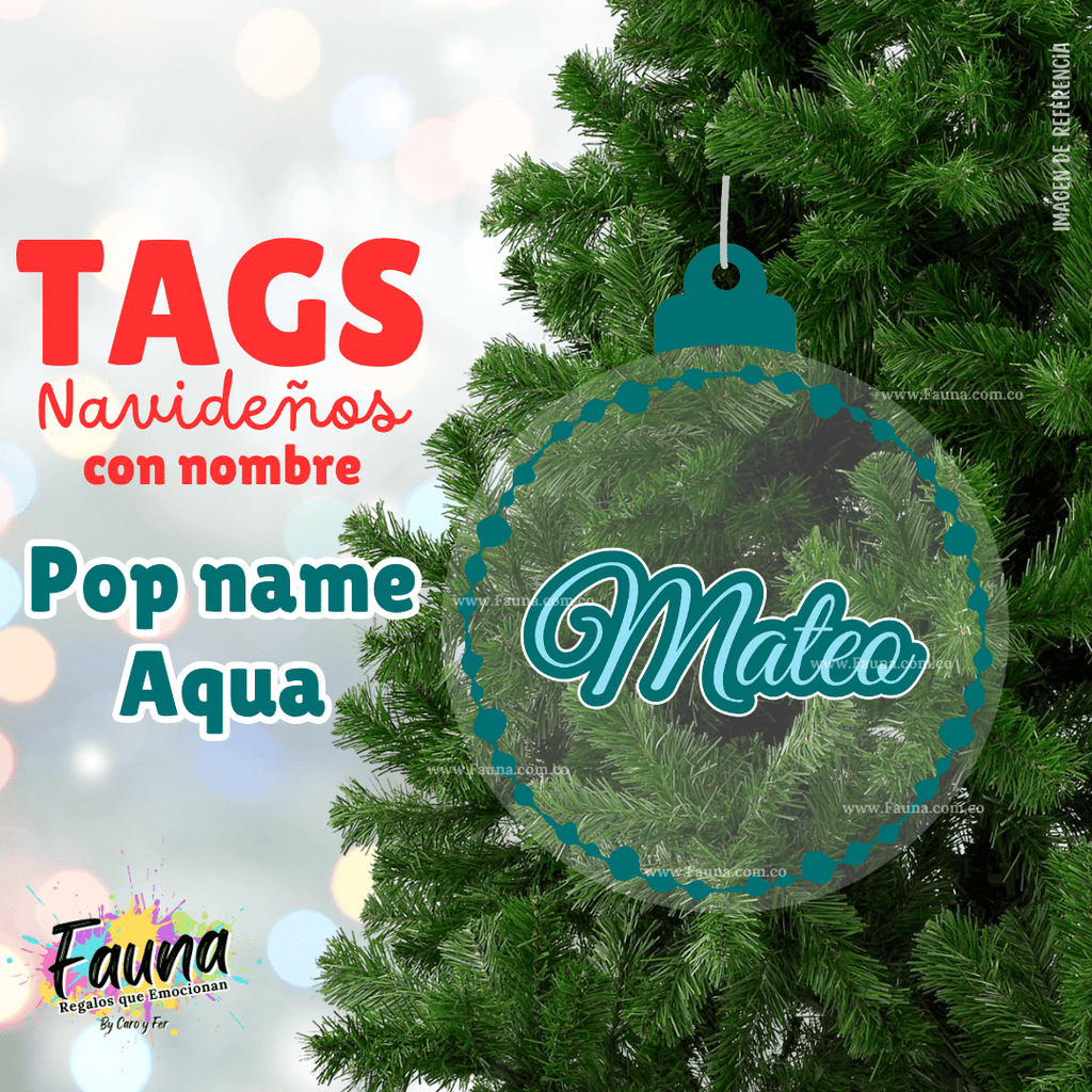 Pop Name – Aqua – Tag Navideño Personalizado 🎄