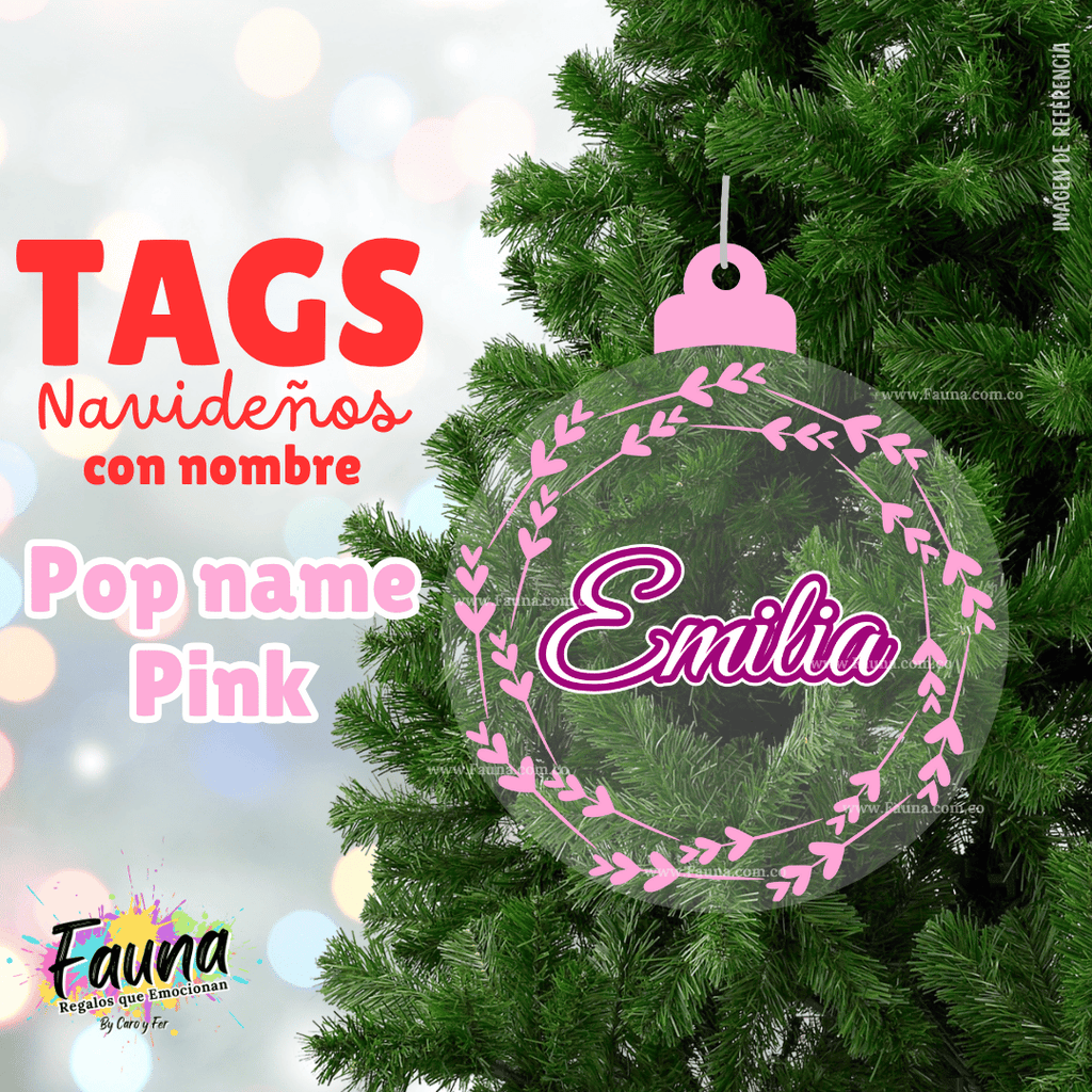 Pop Name – Pink – Tag Navideño Personalizado 🎄