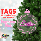 Pop Name – Pink – Tag Navideño Personalizado 🎄