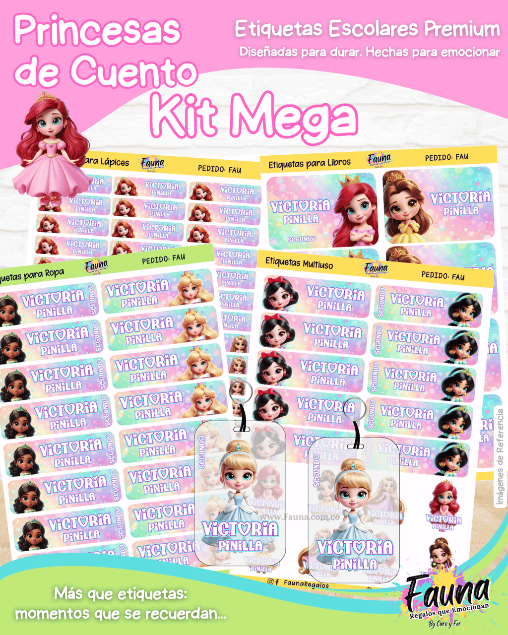 Princesas de Cuento 👑 - Etiquetas Escolares Premium Personalizadas
