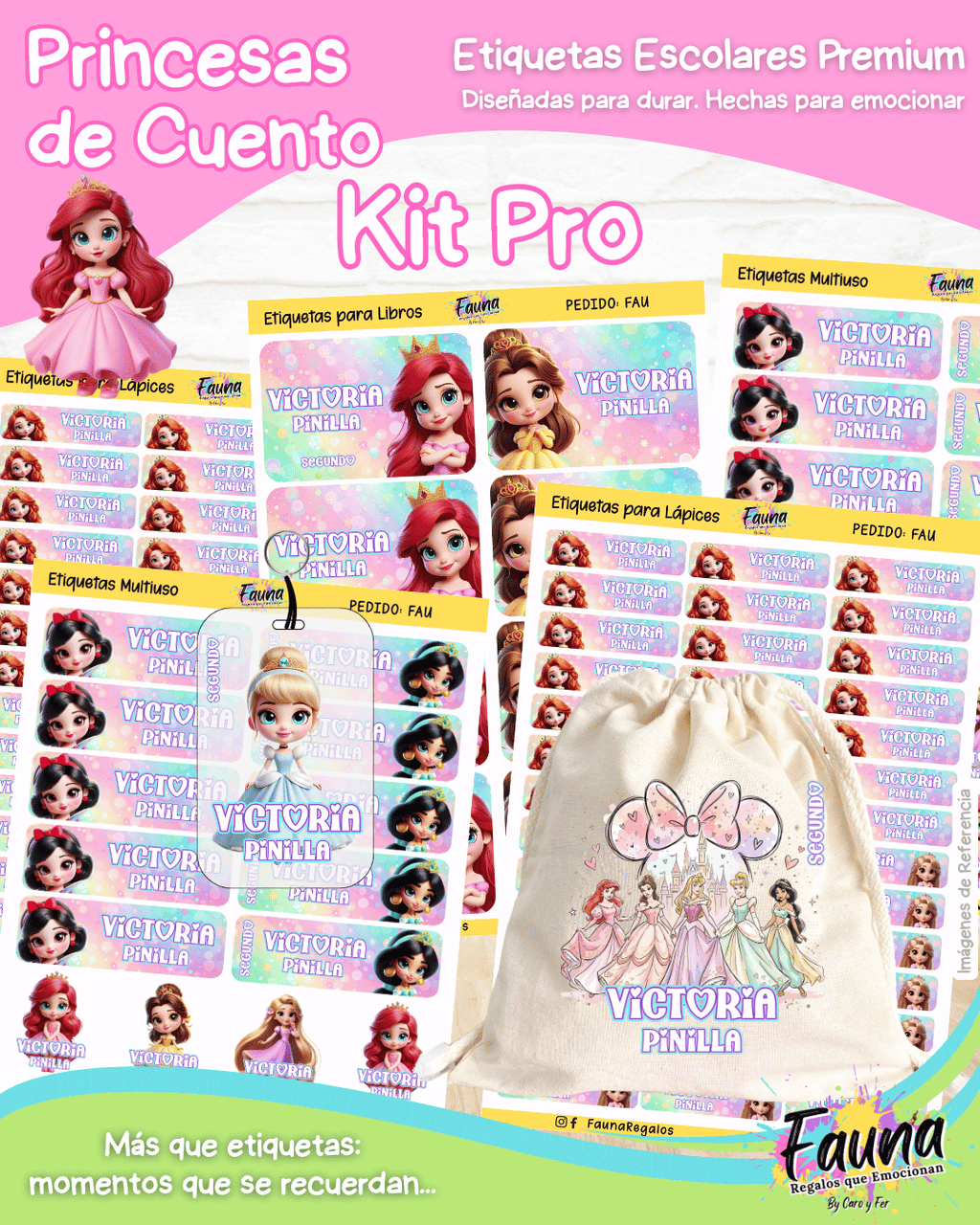 Princesas de Cuento 👑 - Etiquetas Escolares Premium Personalizadas