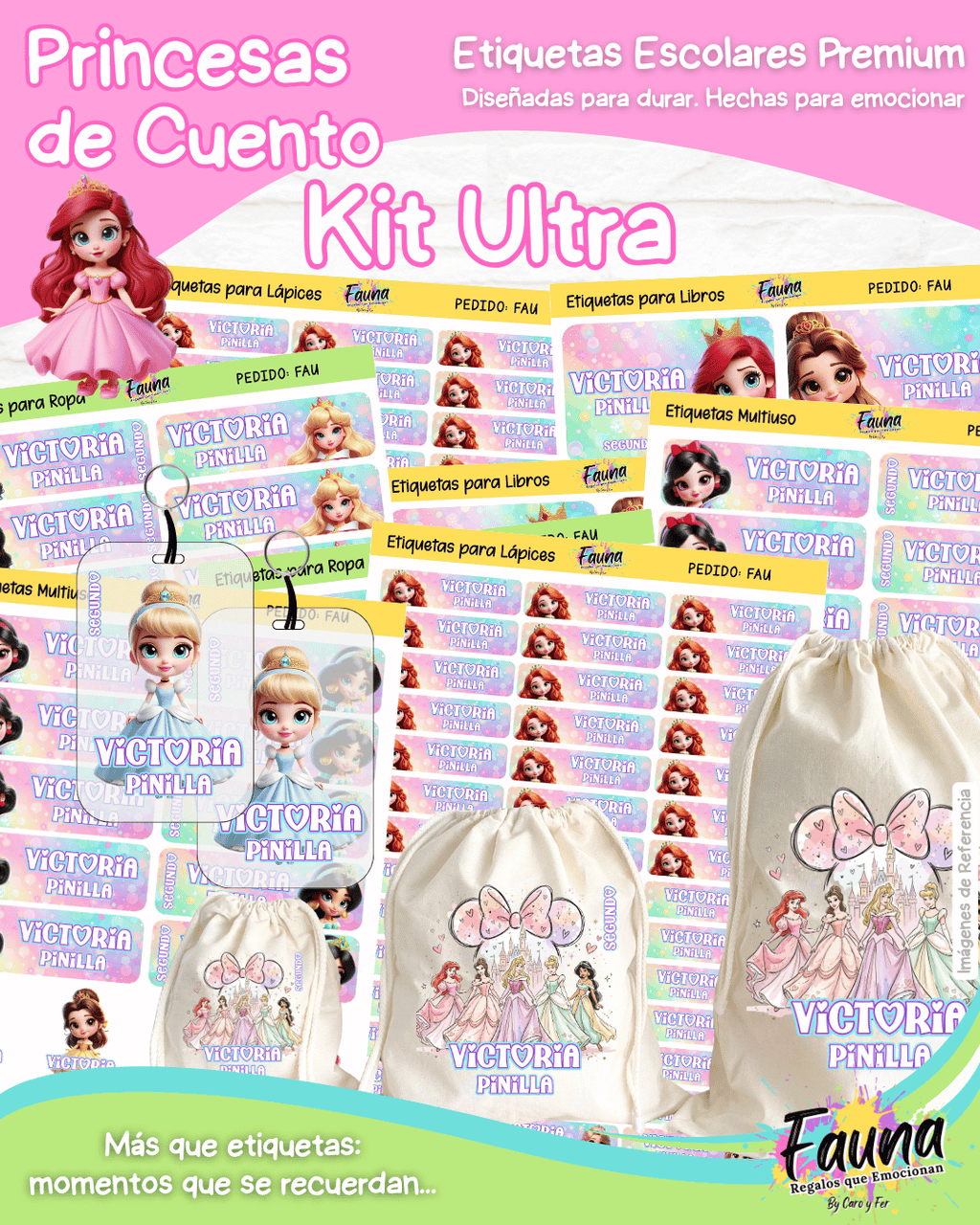 Princesas de Cuento 👑 - Etiquetas Escolares Premium Personalizadas