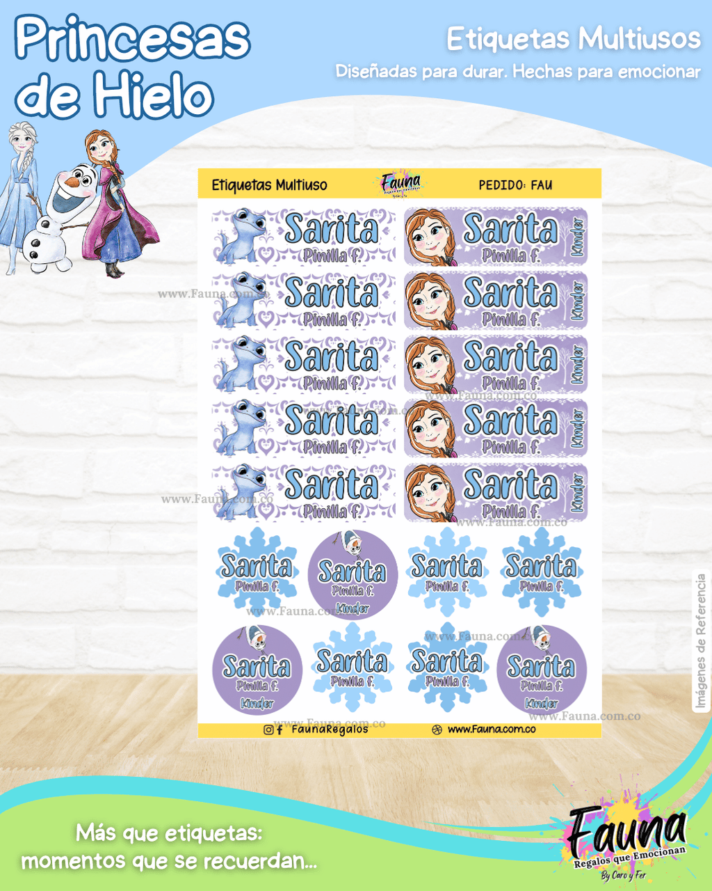 Princesas de Hielo ❄️ - Etiquetas Escolares Premium Personalizadas