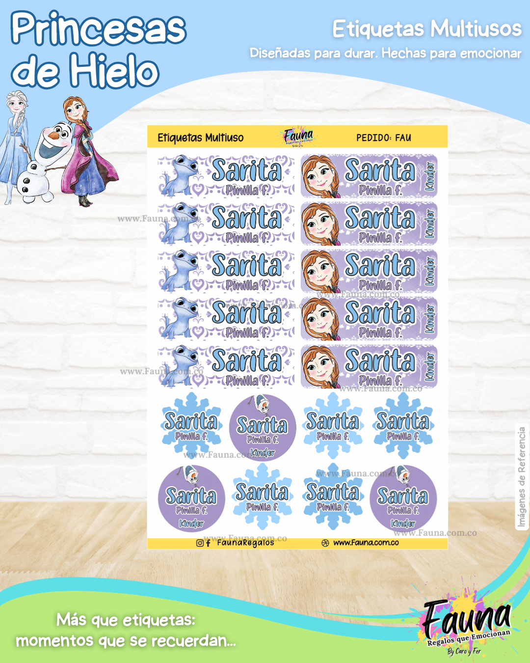 Princesas de Hielo ❄️ - Etiquetas Escolares Premium Personalizadas