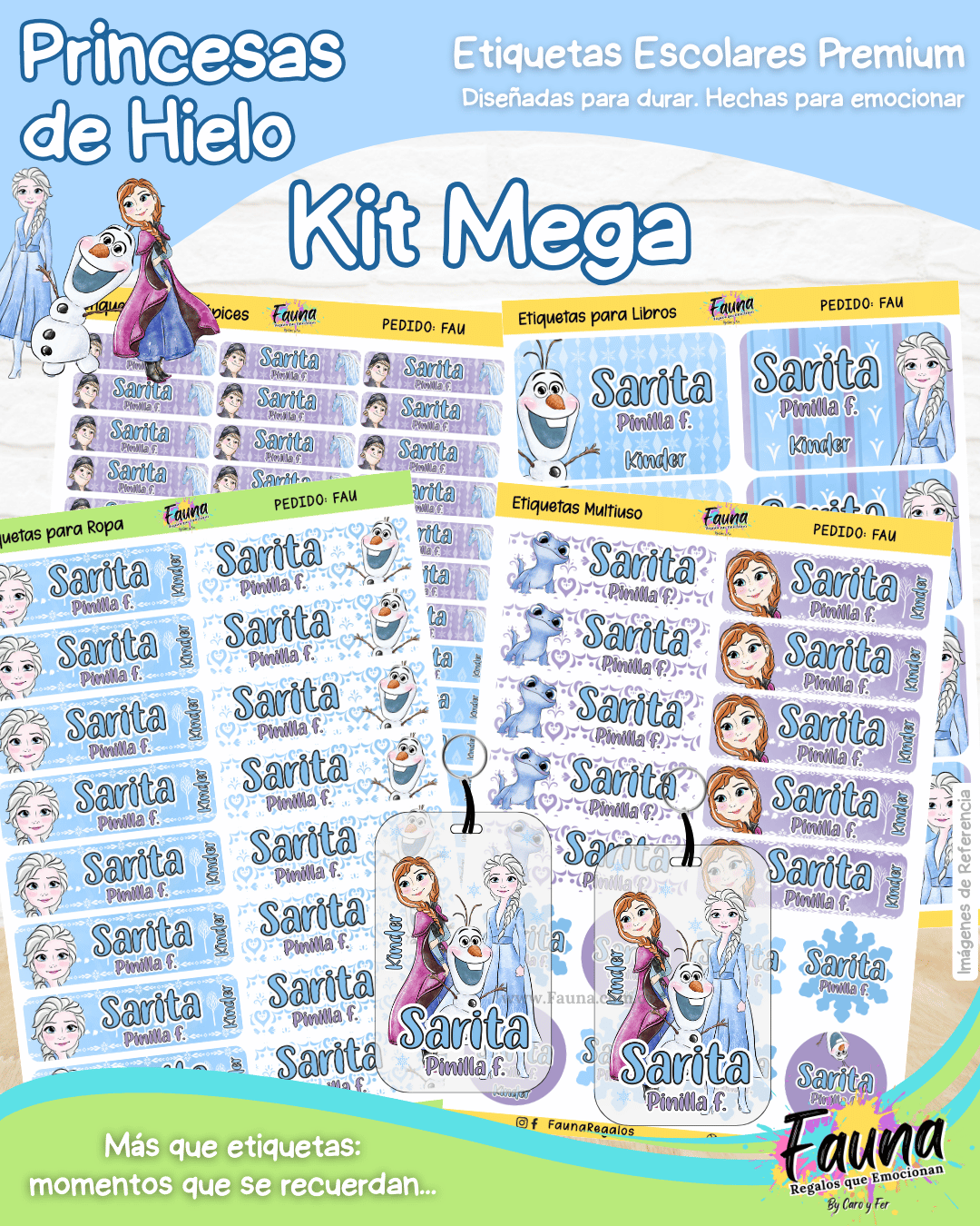 Princesas de Hielo ❄️ - Etiquetas Escolares Premium Personalizadas