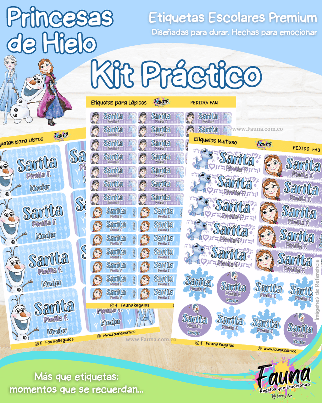 Princesas de Hielo ❄️ - Etiquetas Escolares Premium Personalizadas