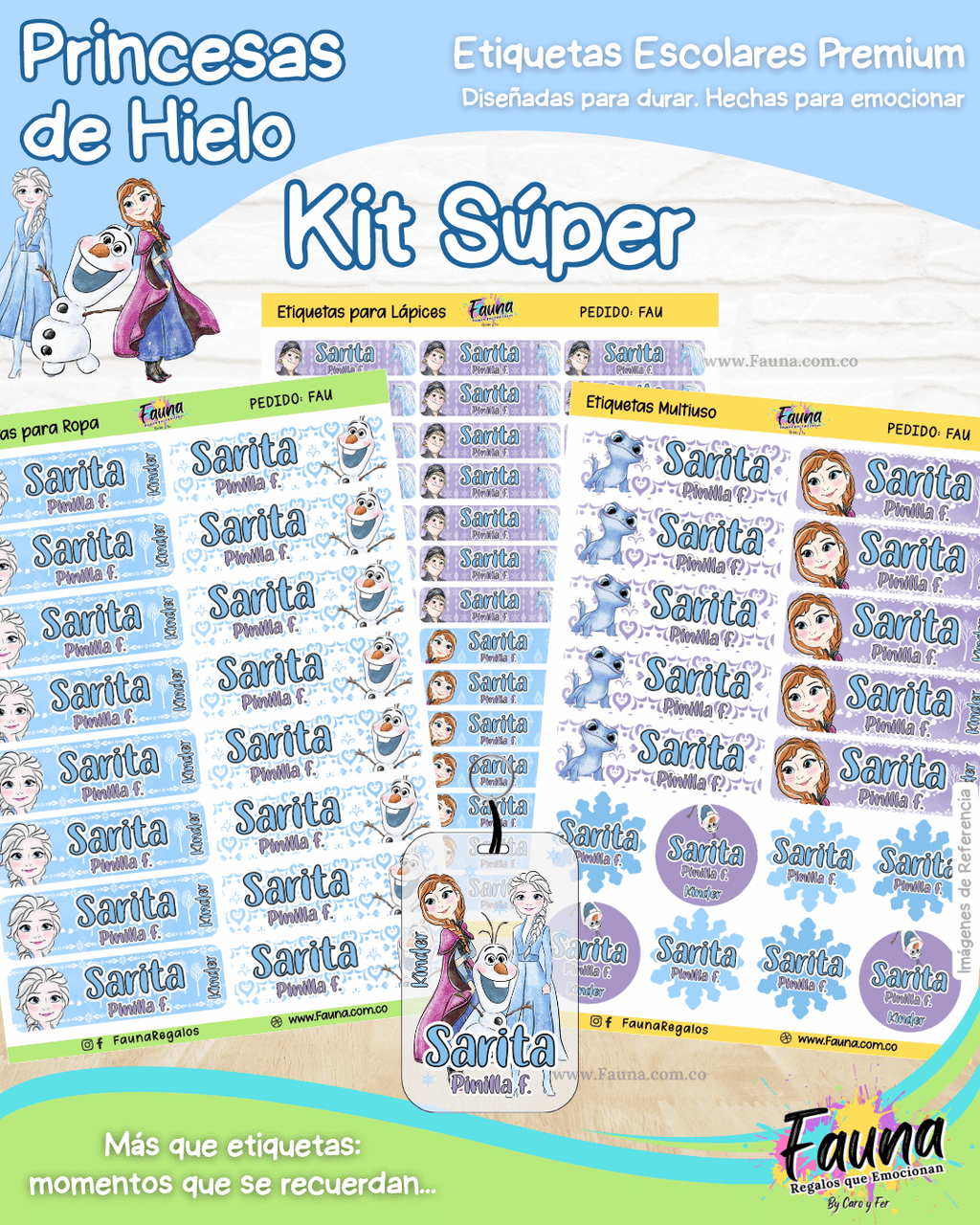 Princesas de Hielo ❄️ - Etiquetas Escolares Premium Personalizadas