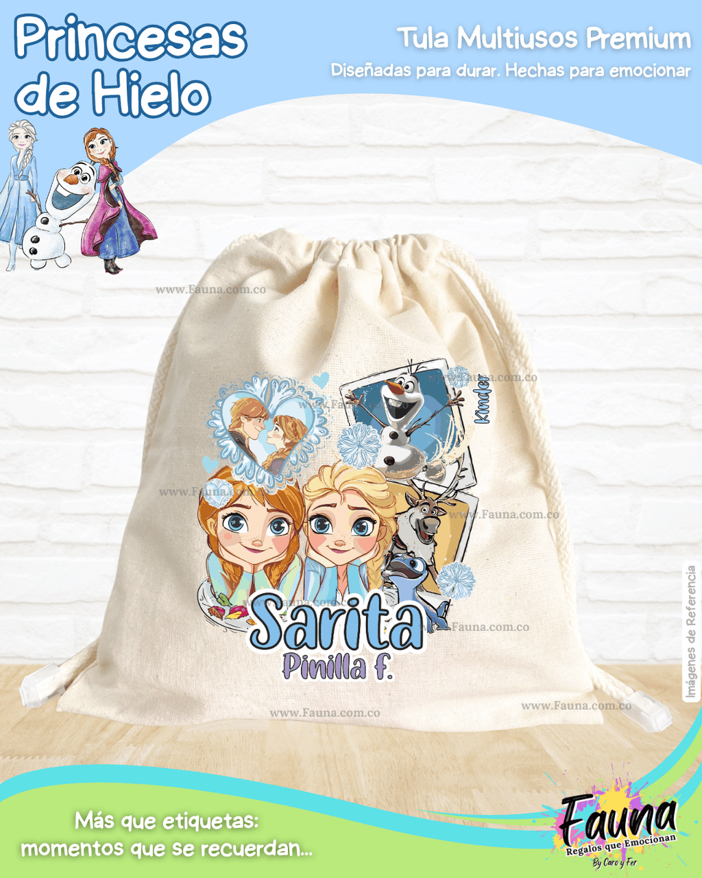 Princesas de Hielo ❄️ - Tula personalizada para niña – multiusos con nombre