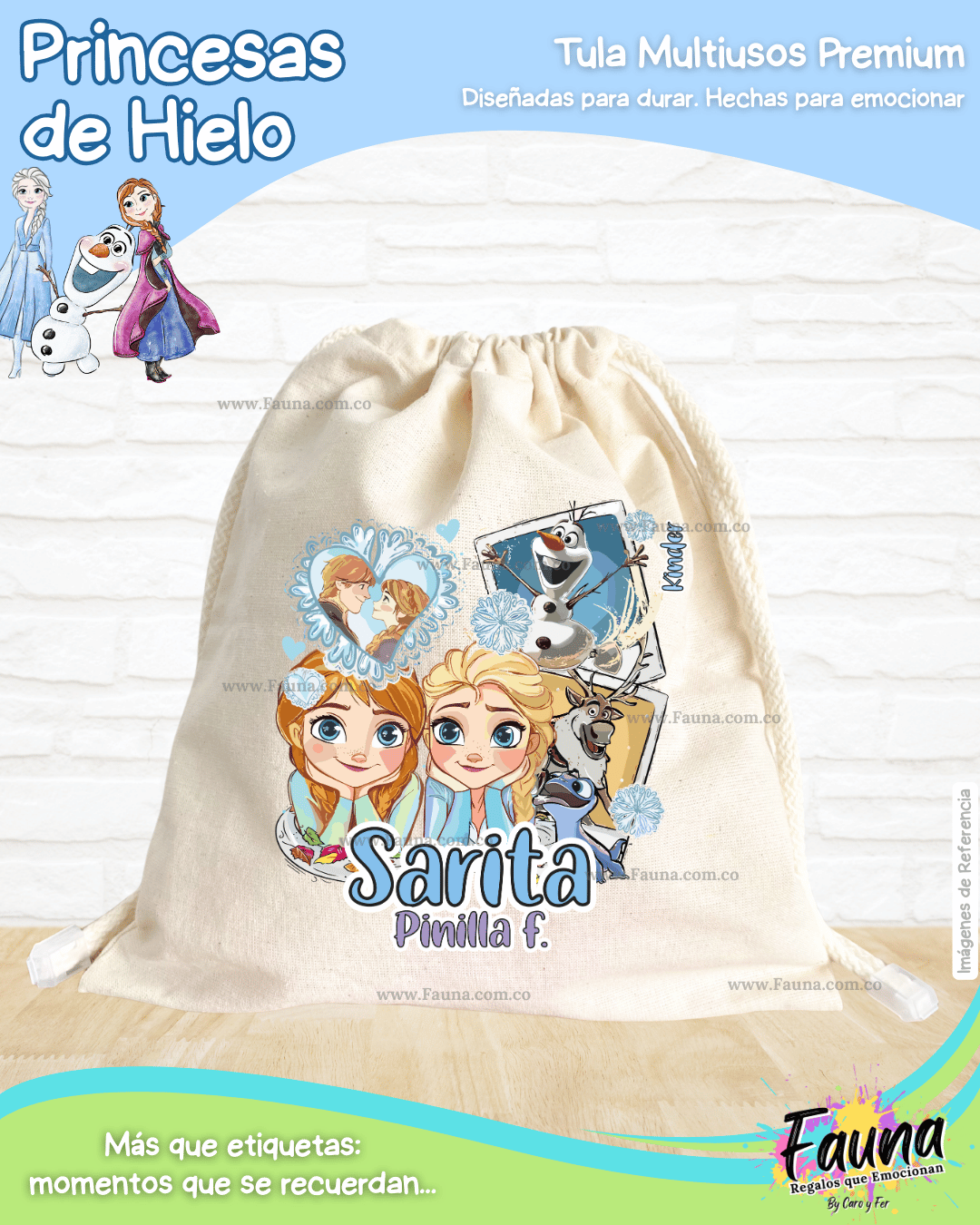 Princesas de Hielo ❄️ - Tula personalizada para niña – multiusos con nombre