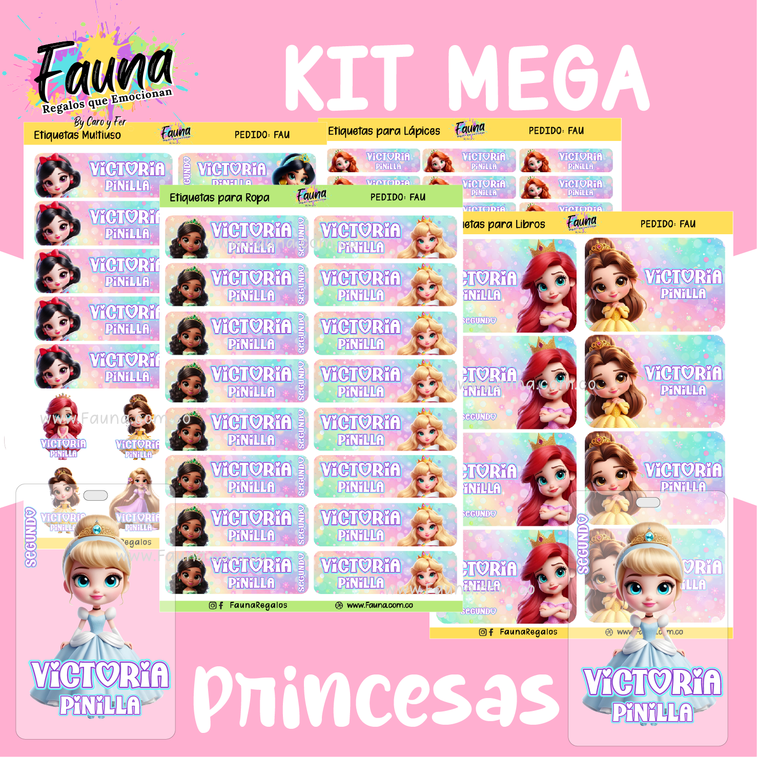 Princesas Disney 👑 - Etiquetas Escolares Premium Personalizadas