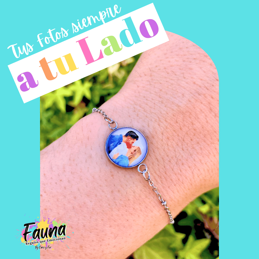 Pulsera Artesanal en Acero con 1 foto Personalizada - Fauna Regalos que emocionan