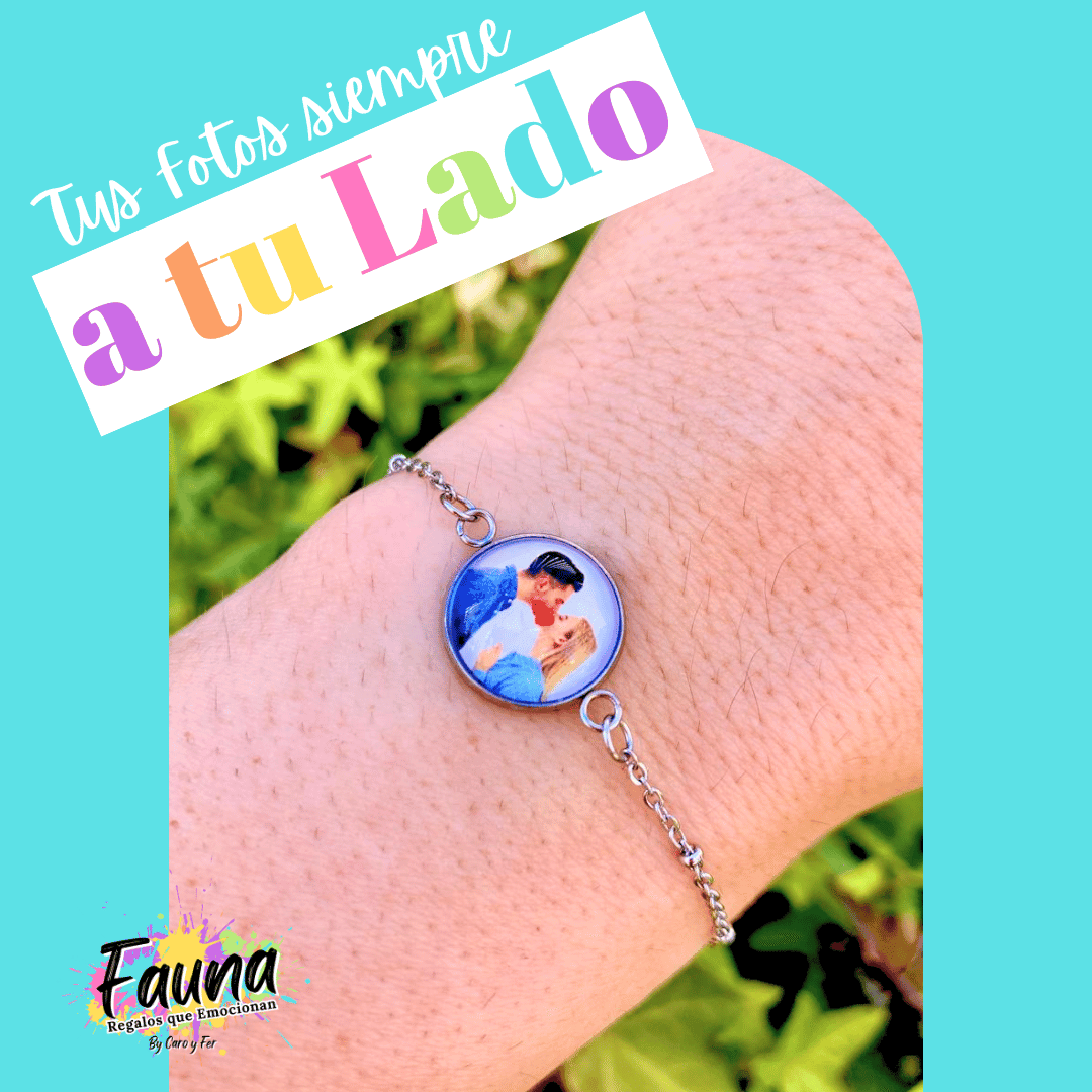 Pulsera Artesanal en Acero con 1 foto Personalizada - Fauna Regalos que emocionan
