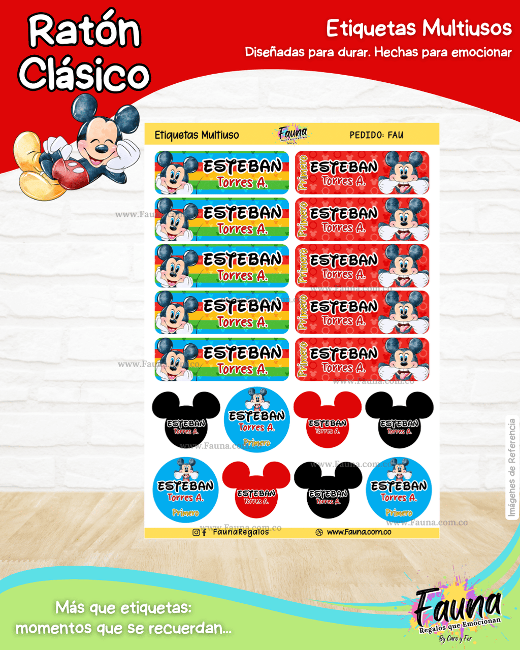Ratón Clásico 🐭 - Etiquetas Escolares Premium Personalizadas