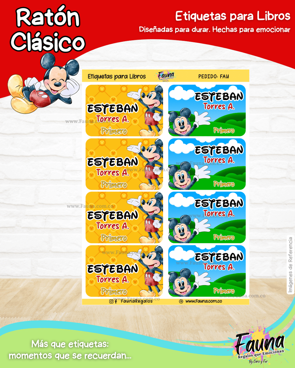 Ratón Clásico 🐭 - Etiquetas Escolares Premium Personalizadas