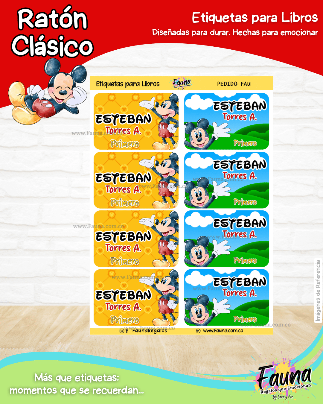 Ratón Clásico 🐭 - Etiquetas Escolares Premium Personalizadas
