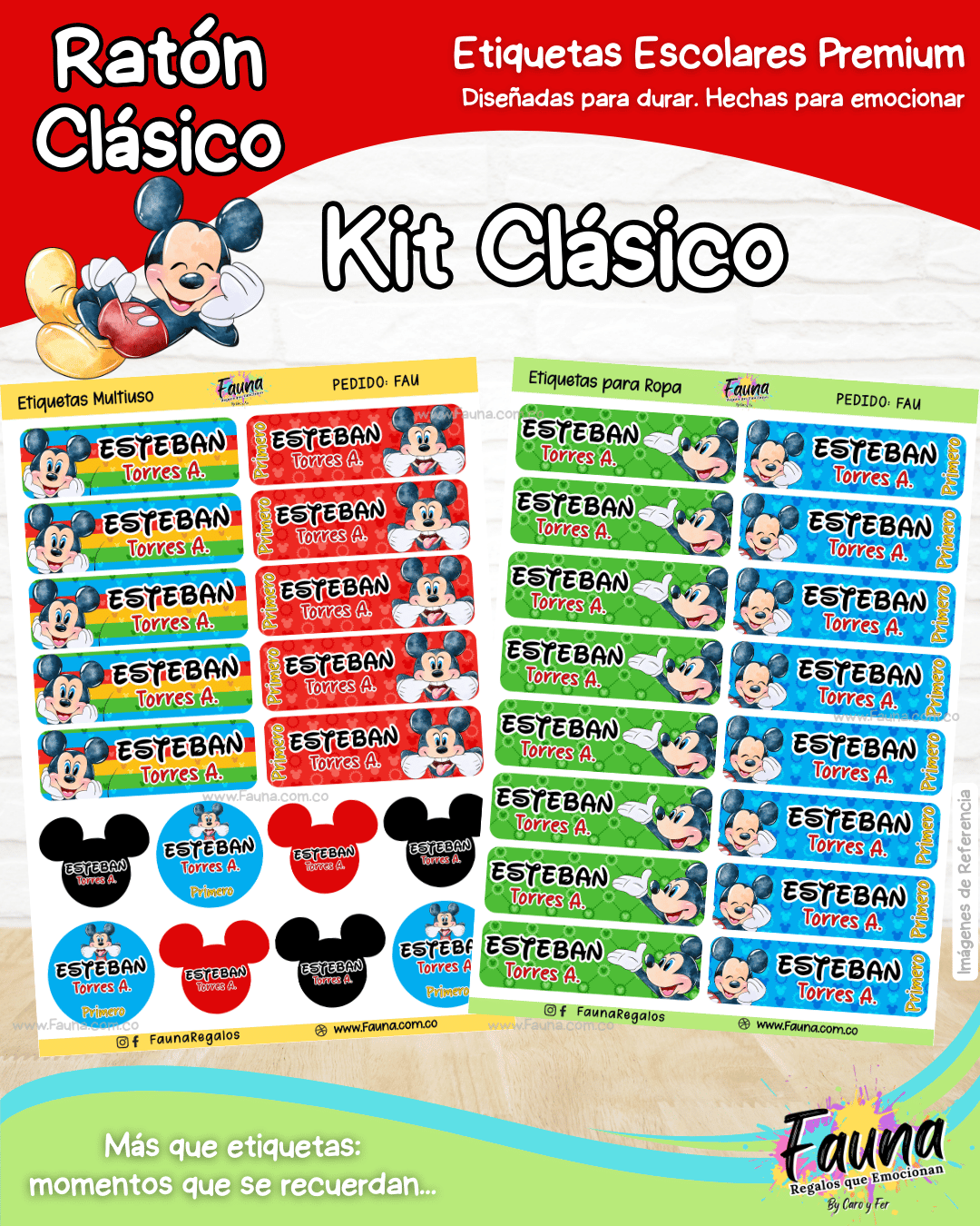 Ratón Clásico 🐭 - Etiquetas Escolares Premium Personalizadas