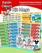 Ratón Clásico 🐭 - Etiquetas Escolares Premium Personalizadas