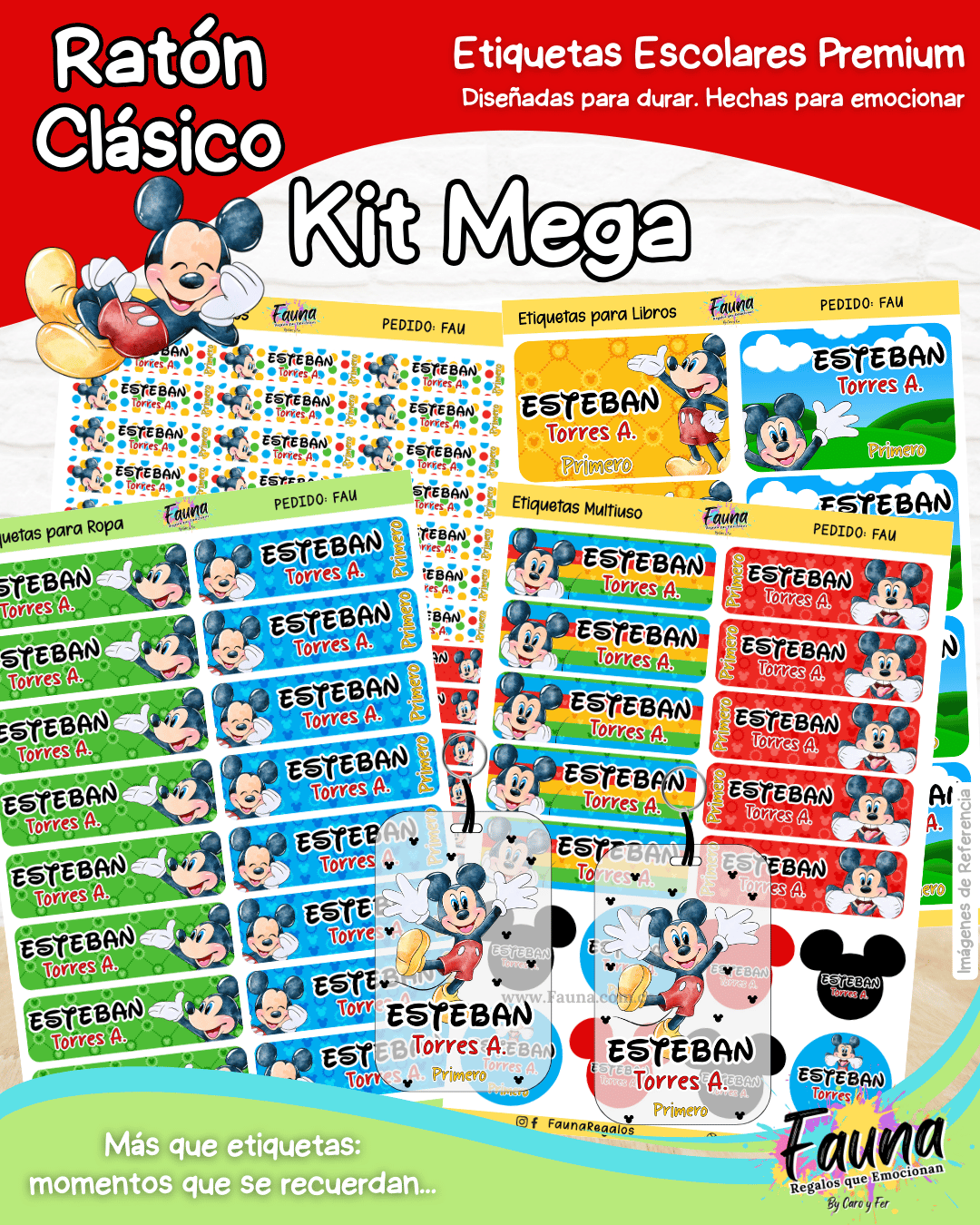 Ratón Clásico 🐭 - Etiquetas Escolares Premium Personalizadas