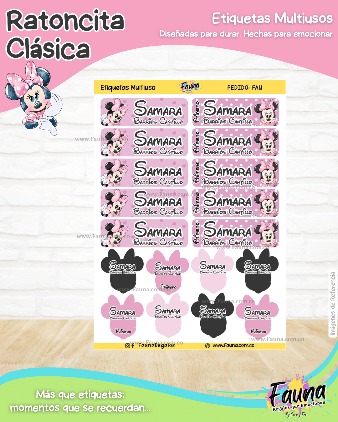 Ratoncita Clásica 🎀 - Etiquetas Escolares Premium Personalizadas