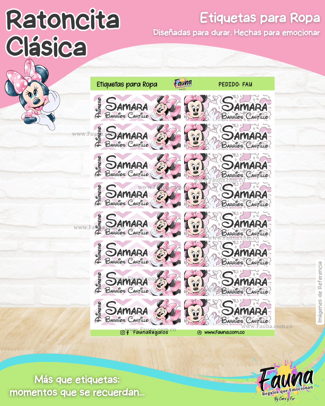 Ratoncita Clásica 🎀 - Etiquetas Escolares Premium Personalizadas