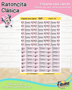 Ratoncita Clásica 🎀 - Etiquetas Escolares Premium Personalizadas