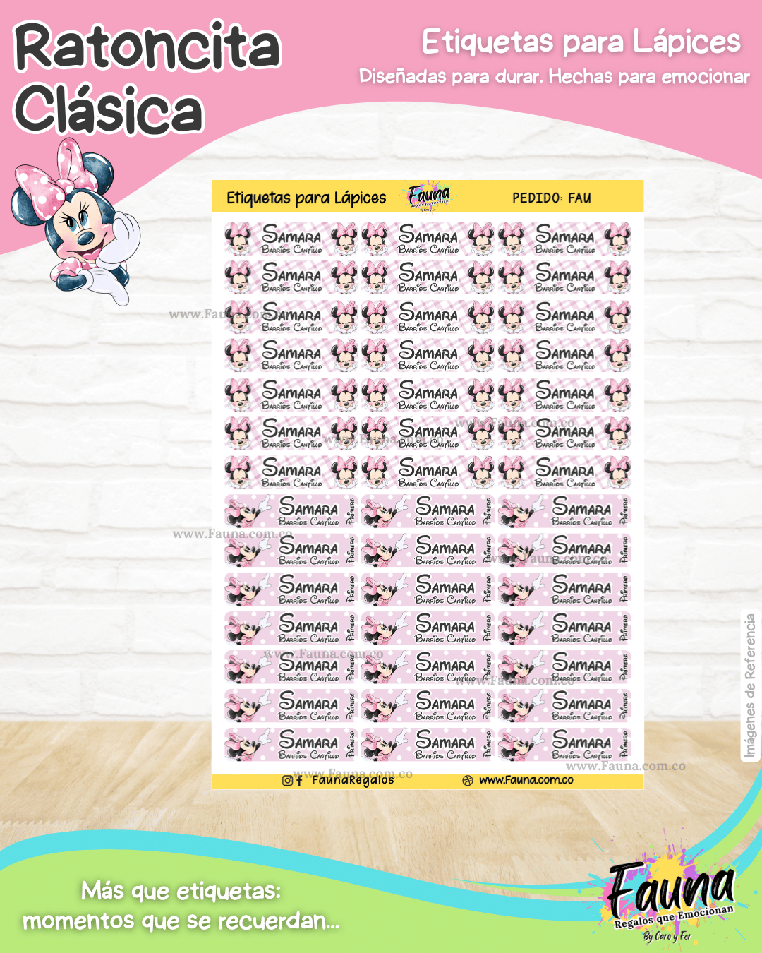 Ratoncita Clásica 🎀 - Etiquetas Escolares Premium Personalizadas