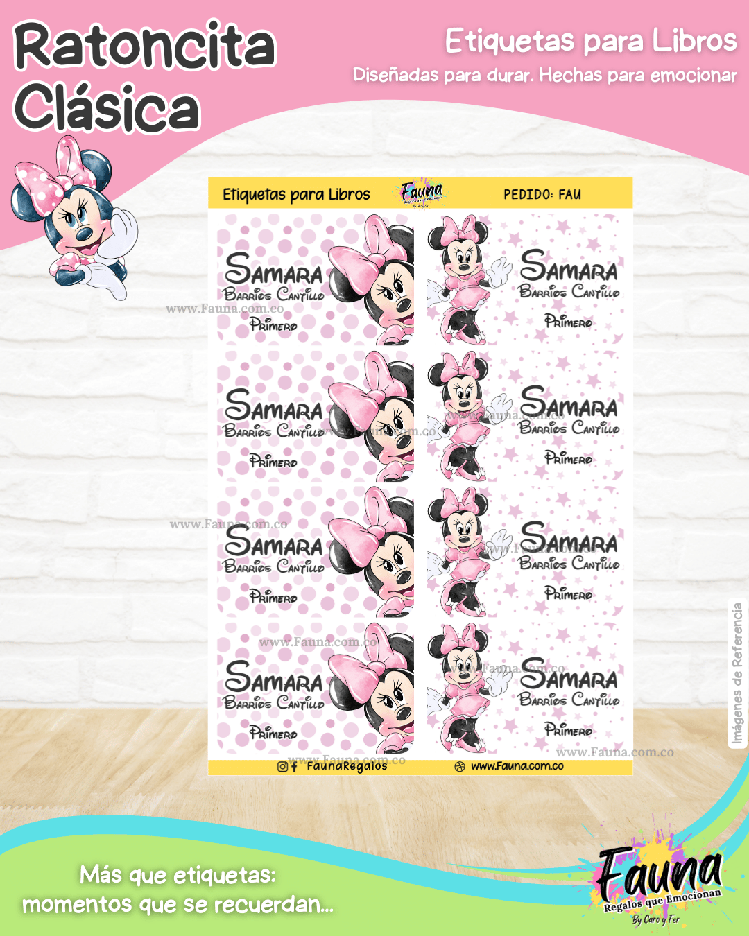 Ratoncita Clásica 🎀 - Etiquetas Escolares Premium Personalizadas
