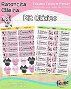 Ratoncita Clásica 🎀 - Etiquetas Escolares Premium Personalizadas