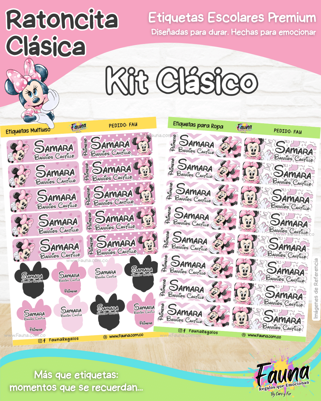 Ratoncita Clásica 🎀 - Etiquetas Escolares Premium Personalizadas
