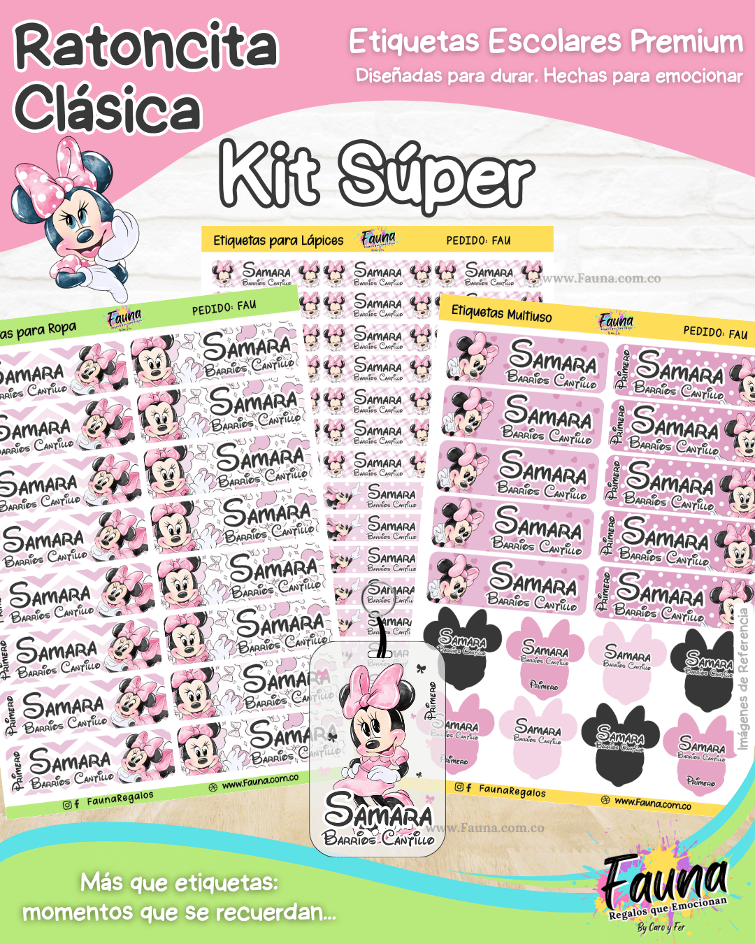 Ratoncita Clásica 🎀 - Etiquetas Escolares Premium Personalizadas