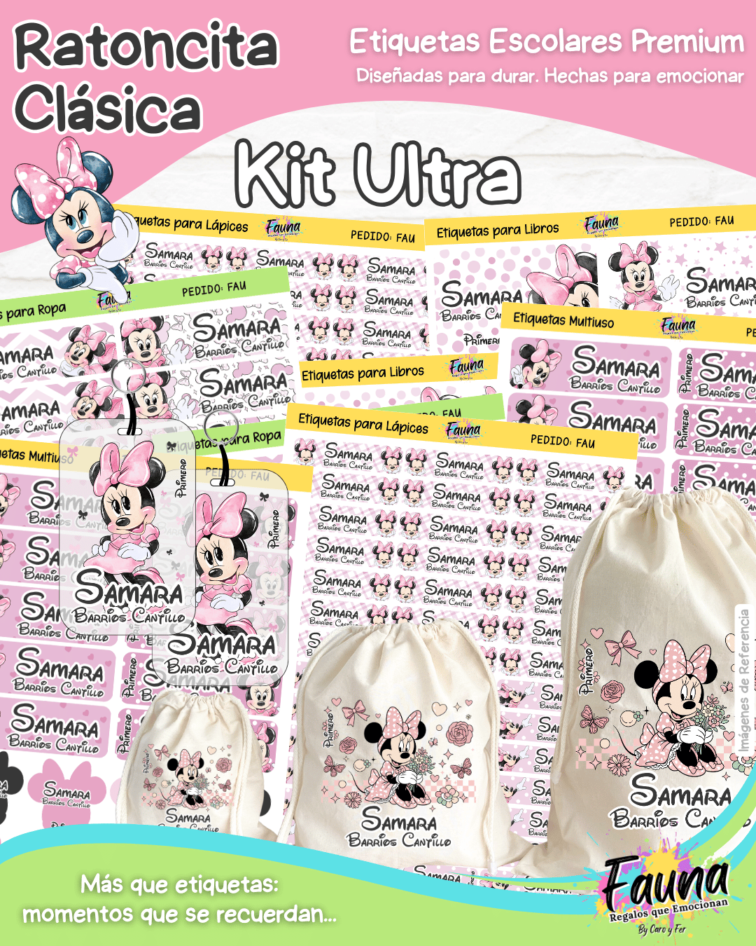 Ratoncita Clásica 🎀 - Etiquetas Escolares Premium Personalizadas