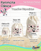 Ratoncita Clásica 🎀 - Tula personalizada para niña – multiusos con nombre