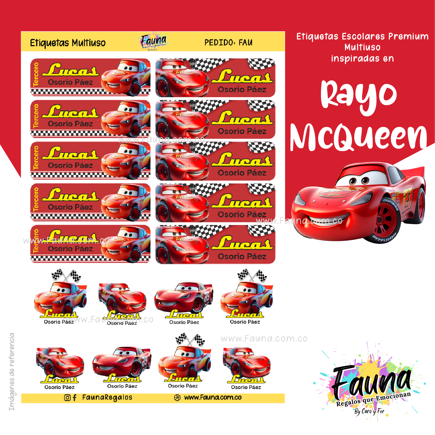 Rayo McQueen ⚡ - Etiquetas Escolares Premium Personalizadas