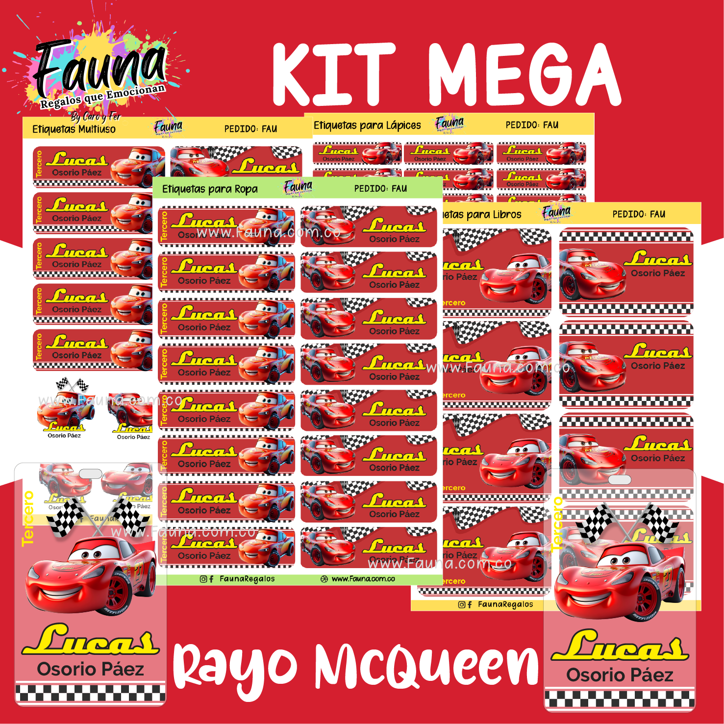 Rayo McQueen ⚡ - Etiquetas Escolares Premium Personalizadas